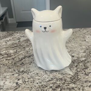 Cute ghost cat cookie jar
